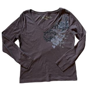 Brown waffle knit Fairygrunge graphic long sleeve